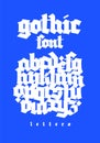 Gothic font from Latin letters. Vector. English alphabet. Medieval European style. European alphabet 9-16th century. Romano-German Royalty Free Stock Photo