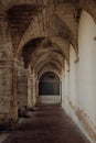 Gothic Gallery with Arches and Ancient Stones in Southern Italy