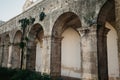 Gothic Gallery with Arches and Ancient Stones in Southern Italy