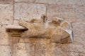 Gothic gargoyle bas relief on an ancient historical building in Valencia