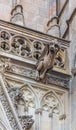 Gothic gargoyles on the facade of Cathedral of the Holy Cross an