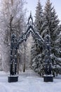 Gothic Gate in Catherine park in winter, Tsarskoe Selo (Pushkin), Saint Petersburg, Russia