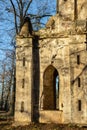 Gothic gate. The Demidovs' estate. Thais. Leningrad region. Clock tower. Royalty Free Stock Photo