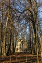 Gothic gate. The Demidovs' estate. Thais. Leningrad region. Clock tower. Royalty Free Stock Photo