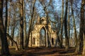 Gothic gate. The Demidovs' estate. Thais. Leningrad region. Clock tower. Royalty Free Stock Photo