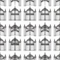 Gothic Gate Repeat Pattern Black and White Royalty Free Stock Photo