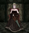 Dark lady in a steampunk room Royalty Free Stock Photo