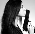 Gothic girl with gun Royalty Free Stock Photo