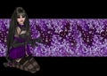 Gothic Girl Purple Starry Background