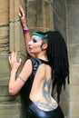 Gothic girl with tattoo on her back