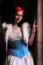 Gothic girl wearing blue corset cosplay Royalty Free Stock Photo