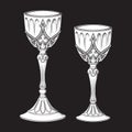 Gothic goblets or Holy grail set hand drawn line art and dot work vector illustration Royalty Free Stock Photo
