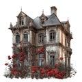 Gothic Gothic Mansion watercolor illustration