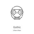 gothic icon vector from urban tribes collection. Thin line gothic outline icon vector illustration. Linear symbol for use on web Royalty Free Stock Photo