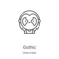 gothic icon vector from urban tribes collection. Thin line gothic outline icon vector illustration. Linear symbol for use on web Royalty Free Stock Photo