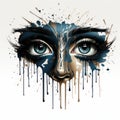 Gothic Illustration Of A Girl\'s Face With Paint Splatters Royalty Free Stock Photo