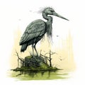 Gothic Illustration Of A Post-apocalyptic Heron On An Island Royalty Free Stock Photo