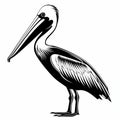 Gothic-inspired Black Pelican: A Majestic Monochrome Illustration