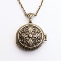 Gothic-inspired Engraved Locket On White Background