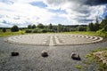 Gothic labyrinth from black and white cobble-stones