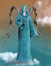 Gothic lady justice up in the clouds