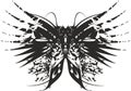 Dangerous butterfly wings in black-white tones for prints or tattoos Royalty Free Stock Photo