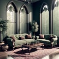 Gothic living room. Generative AI Royalty Free Stock Photo
