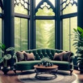 Gothic living room. Generative AI Royalty Free Stock Photo