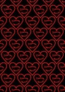 Gothic Love red and black magic seamless line pattern. Eye in heart shape vector background. Valentine`s day design