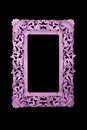 Gothic luxurious concrete stone floral wall purple frame template border carved Royalty Free Stock Photo