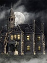 Gothic mansion with an old tree
