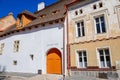 Gothic Meder`s house or Mederuv dum, oldest house in town, Narrow picturesque street with renaissance and baroque historical