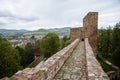 Gothic medieval castle Velhartice in sunny day, tower and stone arch bridge, fortress masonry wall, old stronghold, Velhartice, Royalty Free Stock Photo