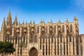 Gothic medieval cathedral La Seu and Royal Palace of La Almudaina. Palma de Mallorca. Balearic Islands Spain Royalty Free Stock Photo