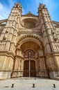 Gothic medieval cathedral La Seu and Royal Palace of La Almudaina. Palma de Mallorca. Balearic Islands Spain Royalty Free Stock Photo