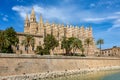 Gothic medieval cathedral La Seu and Royal Palace of La Almudaina. Palma de Mallorca. Balearic Islands Spain Royalty Free Stock Photo
