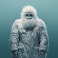 Gothic Minimalism: Vintage Sci-fi Mountain Gorilla In White Fur Coat