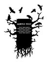 Gothic monochrome text frame with crows