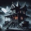 Gothic Noir A dark moody version of the house on wheels with hea Royalty Free Stock Photo