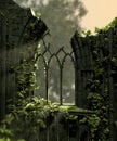 Gothic Old Ruins Covered with Ivy