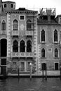 Gothic palaces on Venice's Grand Canal with beautiful elegant fenestration and Istrian stonework