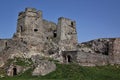 Gothic part of castle Levice, Slovakia, against spring blue sky