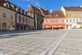 Gothic pillars, walls and the tiled roof of Black Church Biserica Neagra are visible from the side of Council Square Royalty Free Stock Photo