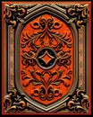 Gothic plaque with leaf design inside a frame AI