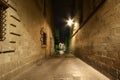 Gothic quarter at night. Barcelona, Spain Royalty Free Stock Photo