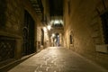 Gothic quarter at night. Empty alleyways in Barcelona Royalty Free Stock Photo