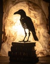 Gothic Raven Silhouette on a Stack of Old Books Royalty Free Stock Photo