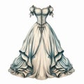 Gothic Realism: Exquisite Princess Wedding Dress Illustration