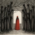 Gothic Realism: Strange Cats And A Person In Red Coat