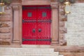 Gothic red door Royalty Free Stock Photo